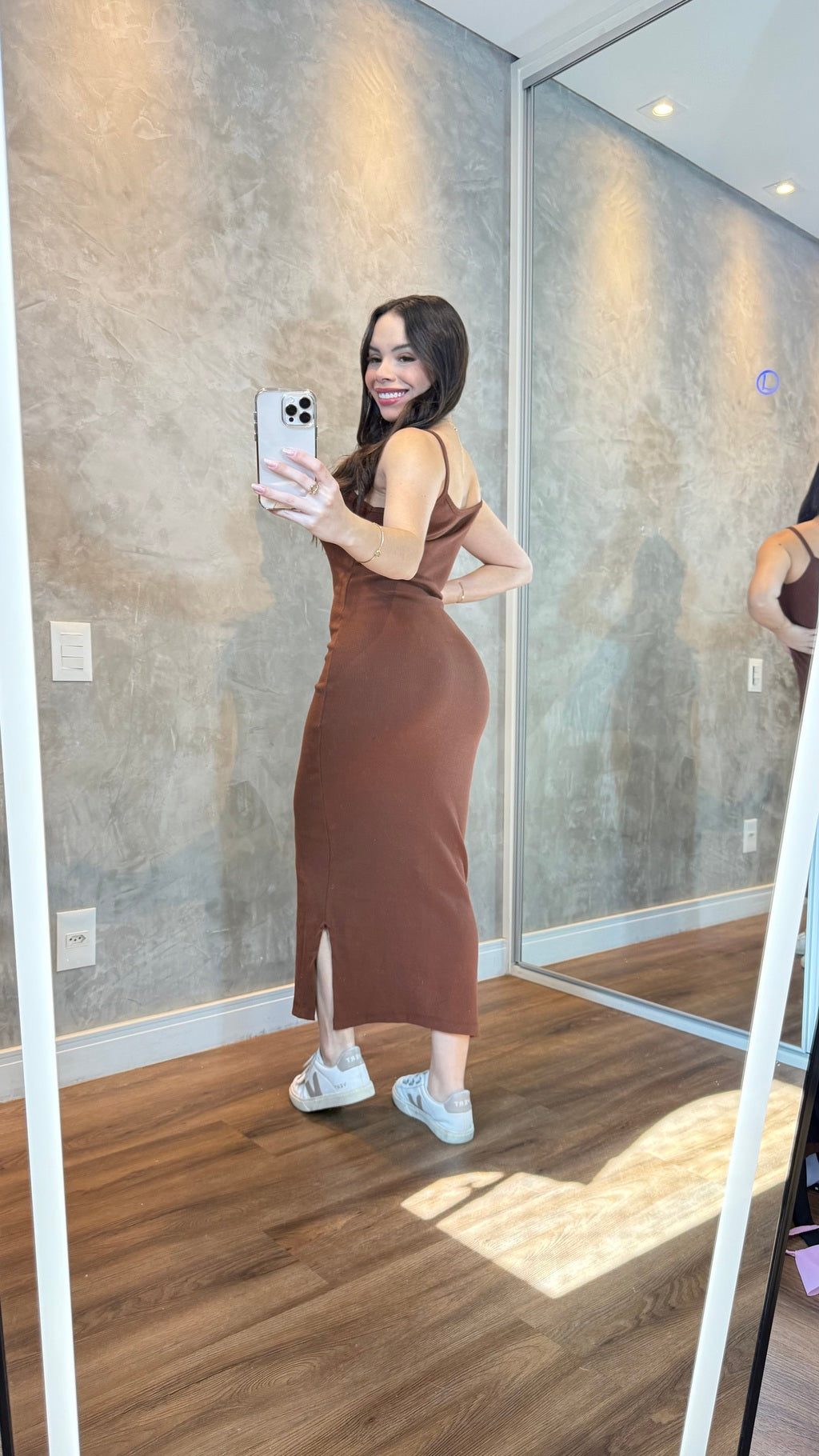 Vestido Kezia ribana canelado