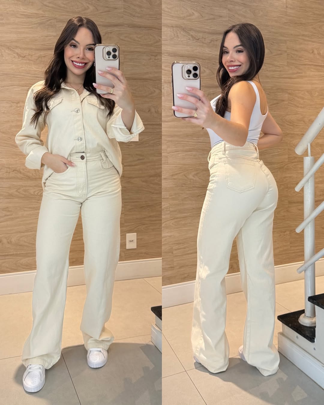 Conjunto Camisa Jeans Calça Linho